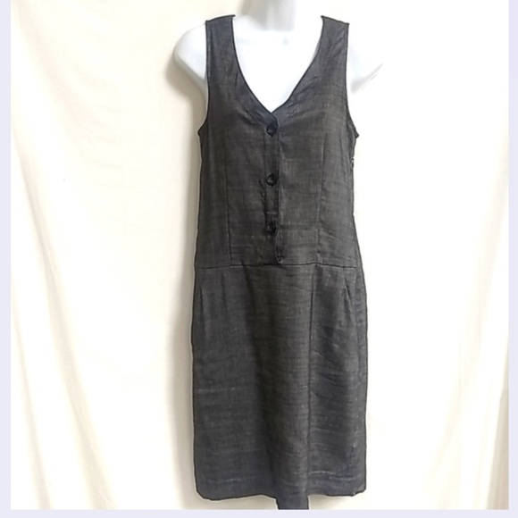Theory Dresses & Skirts - Theory Wool Linen Sleeveless V-Neck Shift Jumper Dress 6 RARE